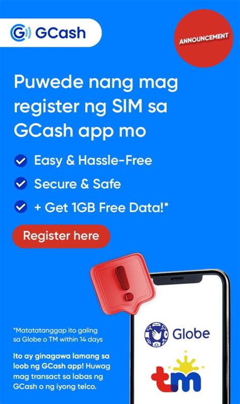 SIM Registration now available via GCash app .